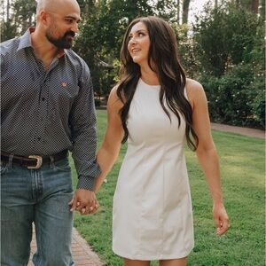 Faux Leather Ivory Dress